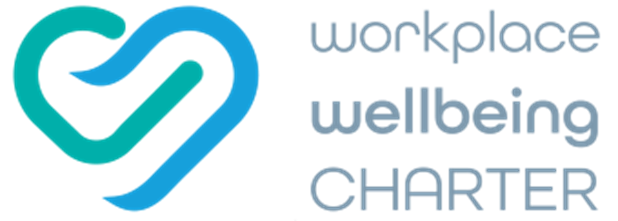 Logo with a heart-shaped design and text "Workplace Wellbeing Charter".