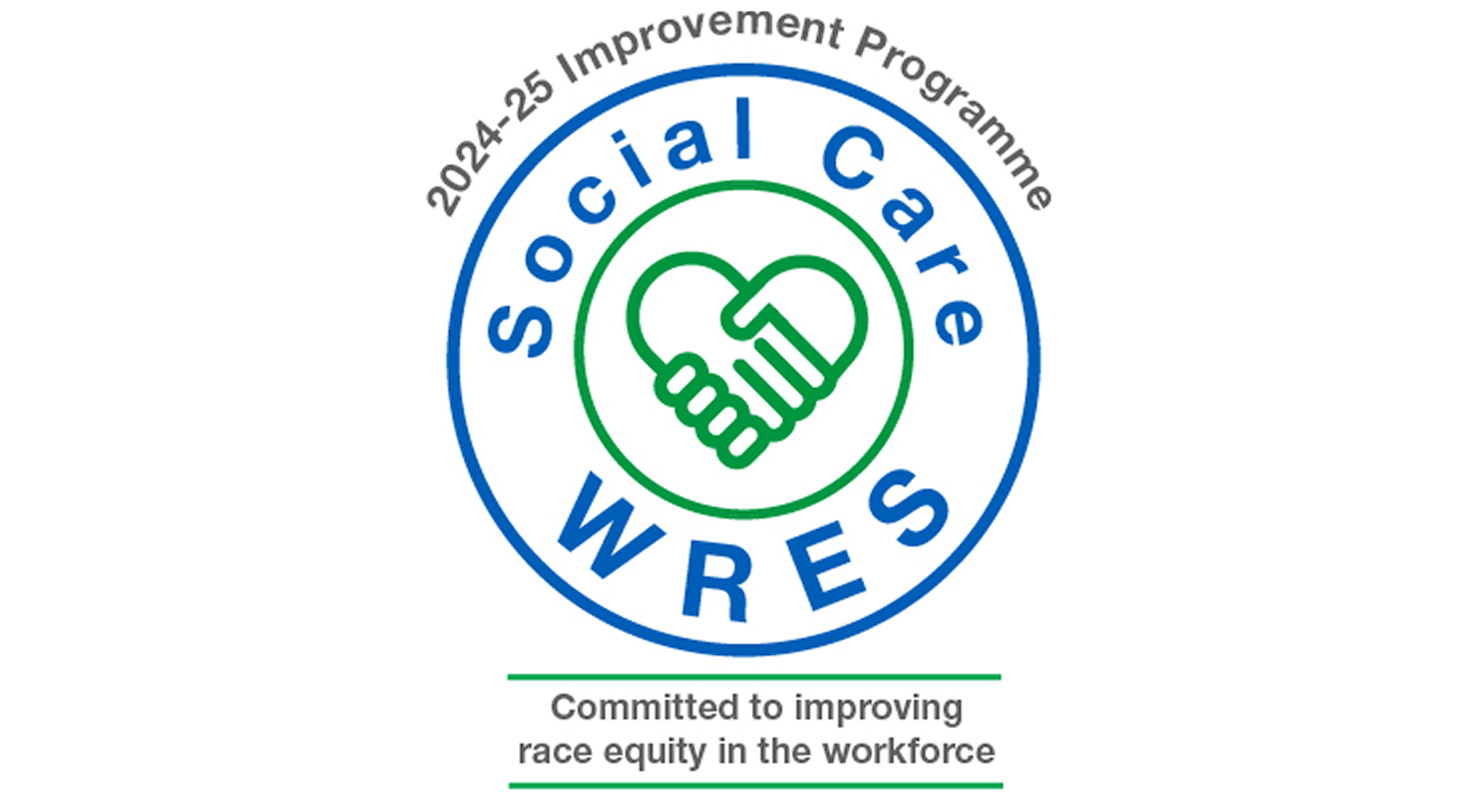Logo for the Social Care WRES program, with text describing its goals.
