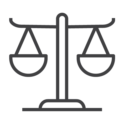 Scales icon, symbol of balance, fairness, and justice.