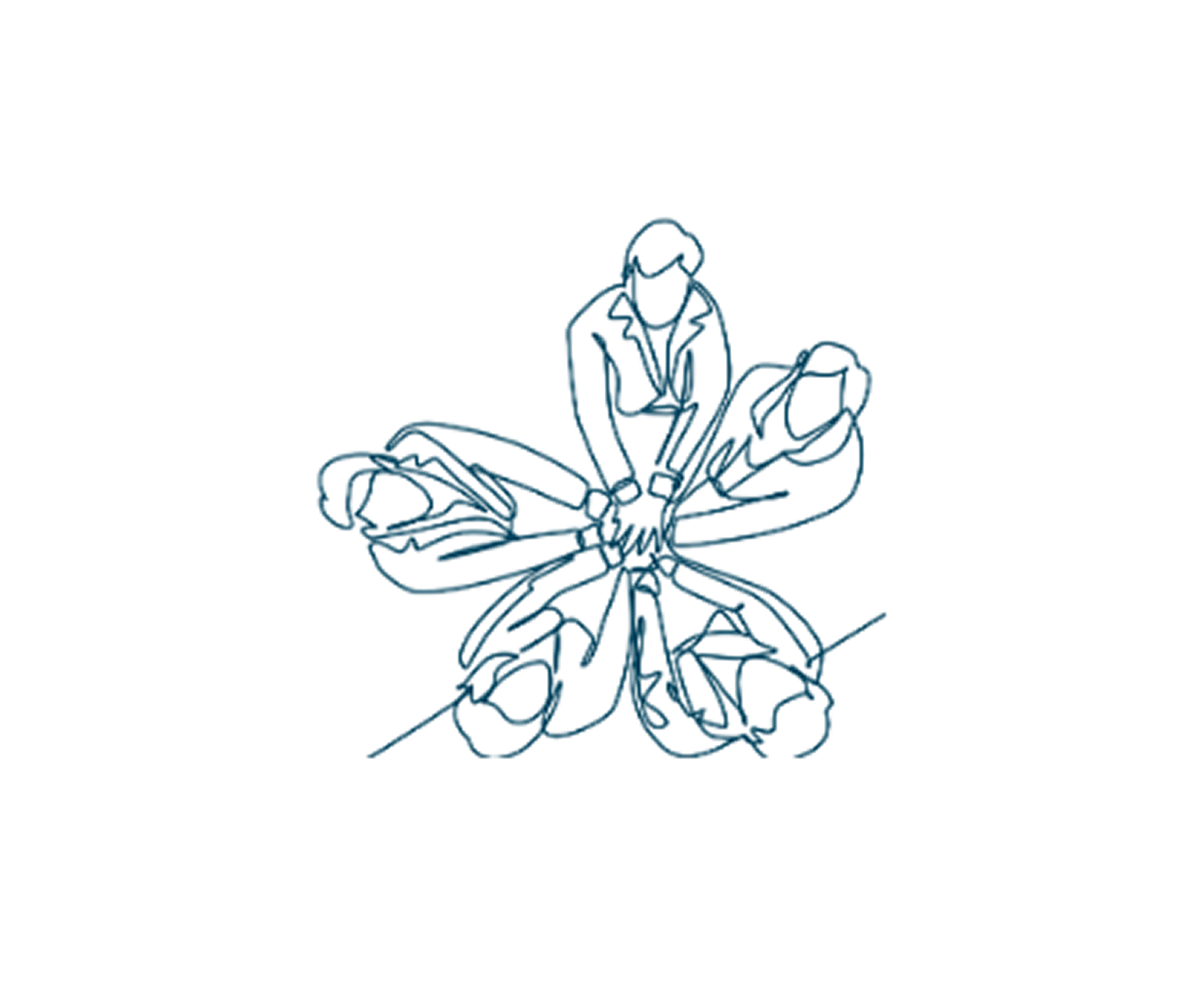 Illustration of people joining hands. Business and collaboration.