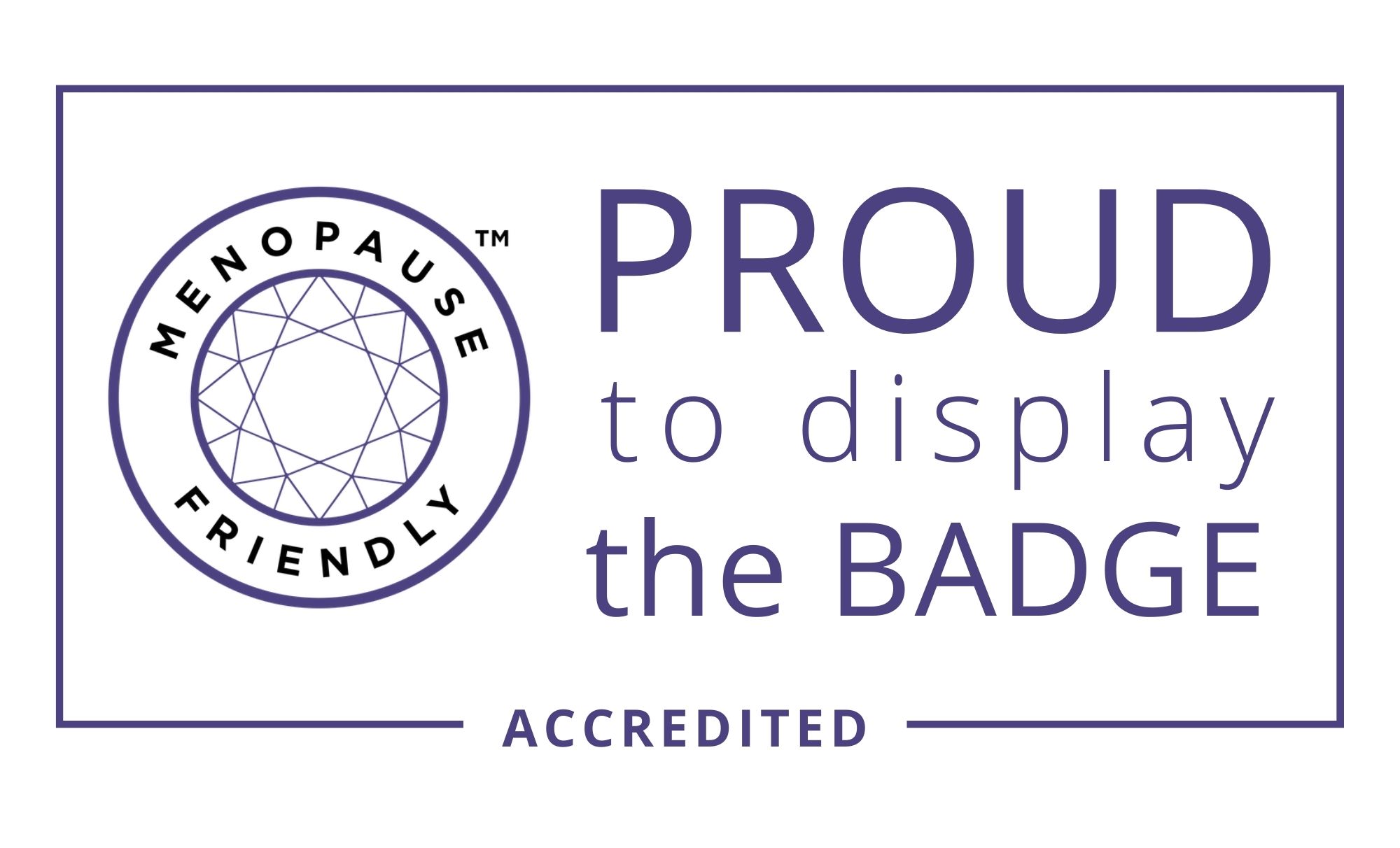 Purple badge that reads "Proud to display the badge."